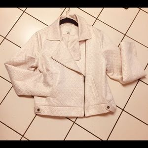Bomber Style Creme/ Gold threaded woven Jacket